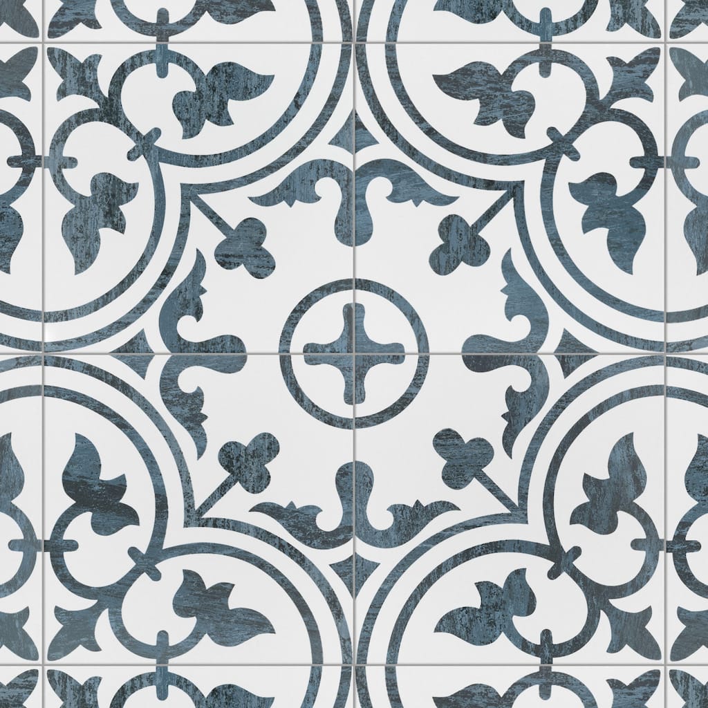 Merola Tile Cassis Arte Black 9-3/4" x 9-3/4" Porcelain Floor and Wall Tile