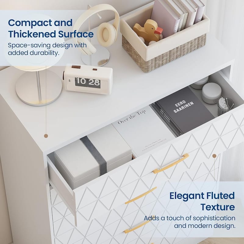 Tall Dresser, Storage Cabinet for Bedroom with 5 Drawers