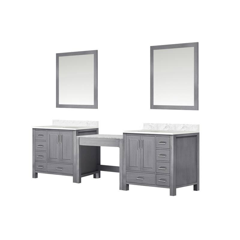Coraline 102 in W x 22 in D Double Bath Vanity, Carrara Marble Top, and 34 in Mirrors