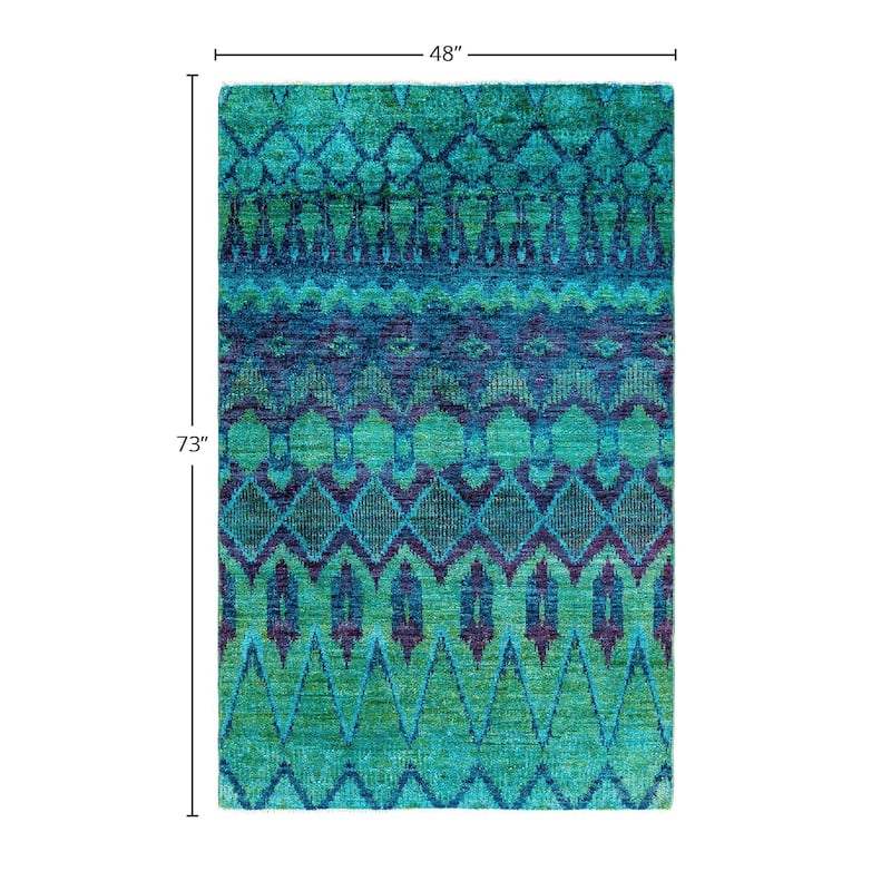 Contemporary Overdyed Wool Hand Knotted Area Rug - 4' 0" x 6' 1"