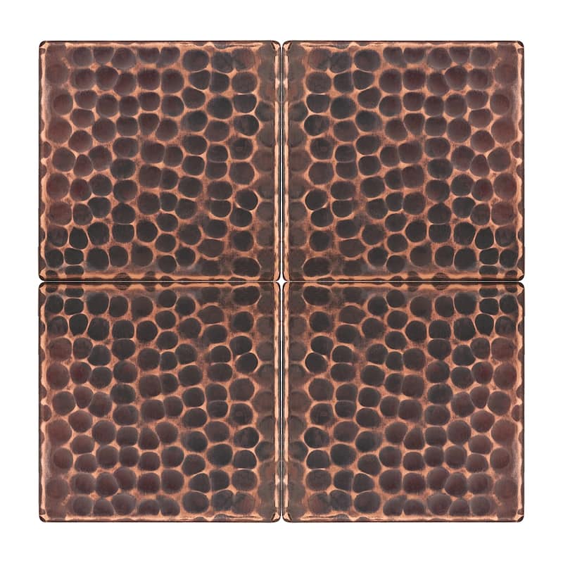 3" x 3" Hammered Copper Tile - Quantity 4 (T3DBH_PKG4)