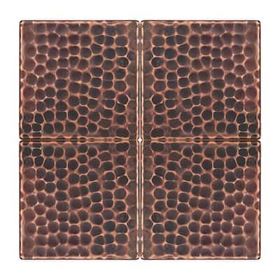 3" x 3" Hammered Copper Tile - Quantity 4 (T3DBH_PKG4)