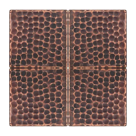 3" x 3" Hammered Copper Tile - Quantity 4 (T3DBH_PKG4)
