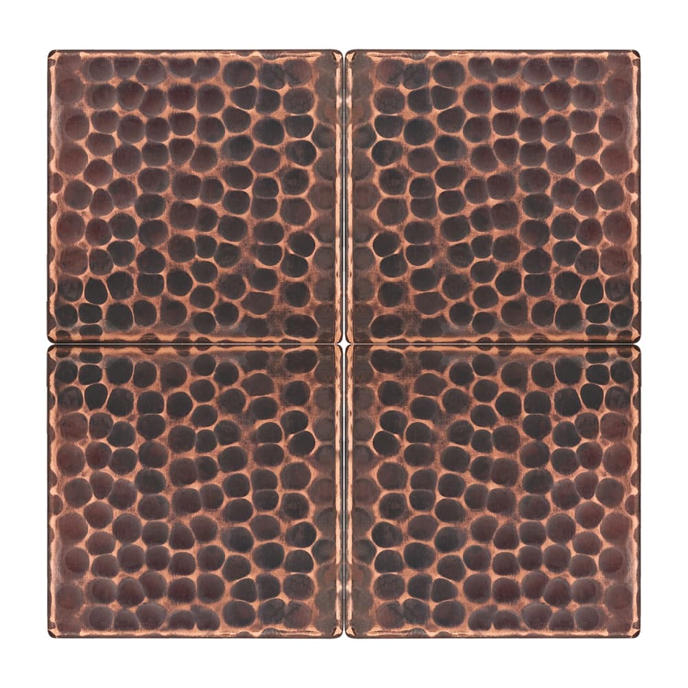 3" x 3" Hammered Copper Tile - Quantity 4 (T3DBH_PKG4)