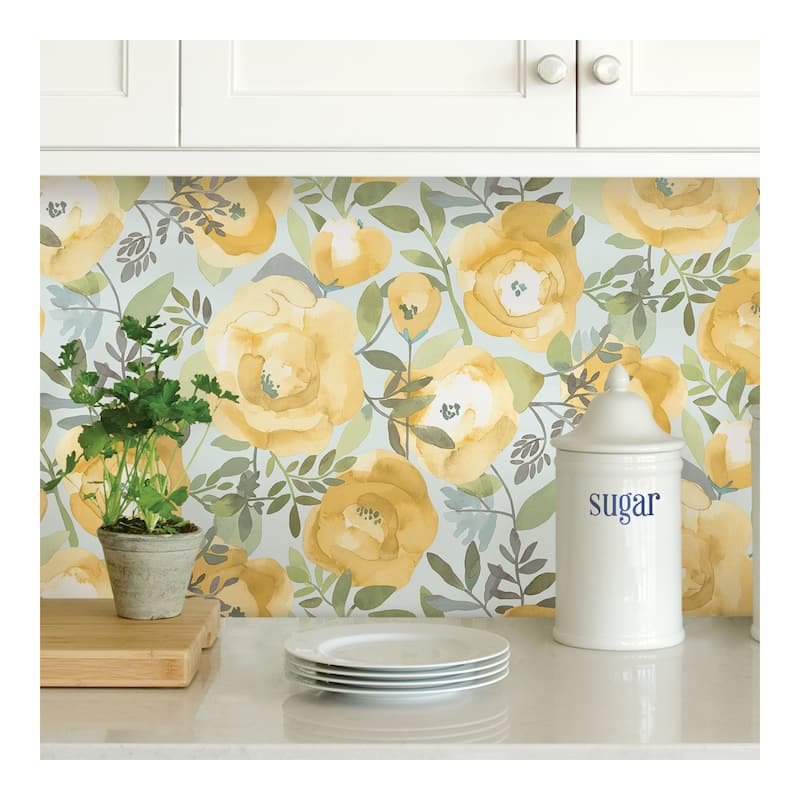 Peachy Keen Yellow Peel & Stick Wallpape - 216in x 20.5in x 0.025in