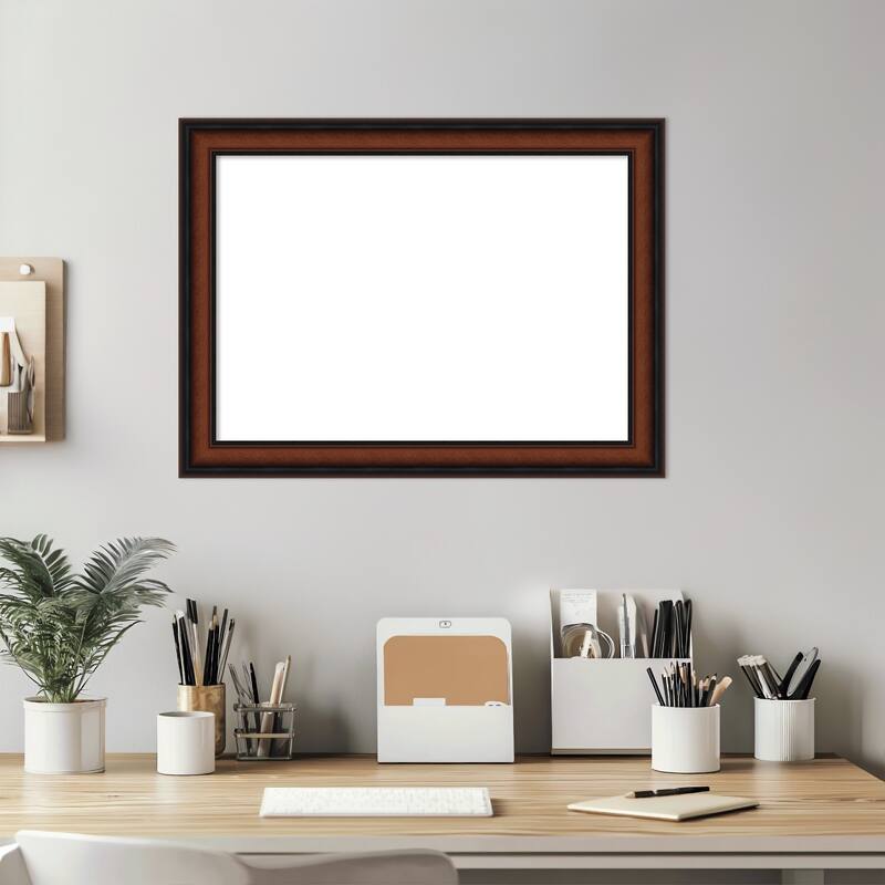 Amanti Art Cyprus Walnut Narrow Framed Dry Erase Magnetic Board