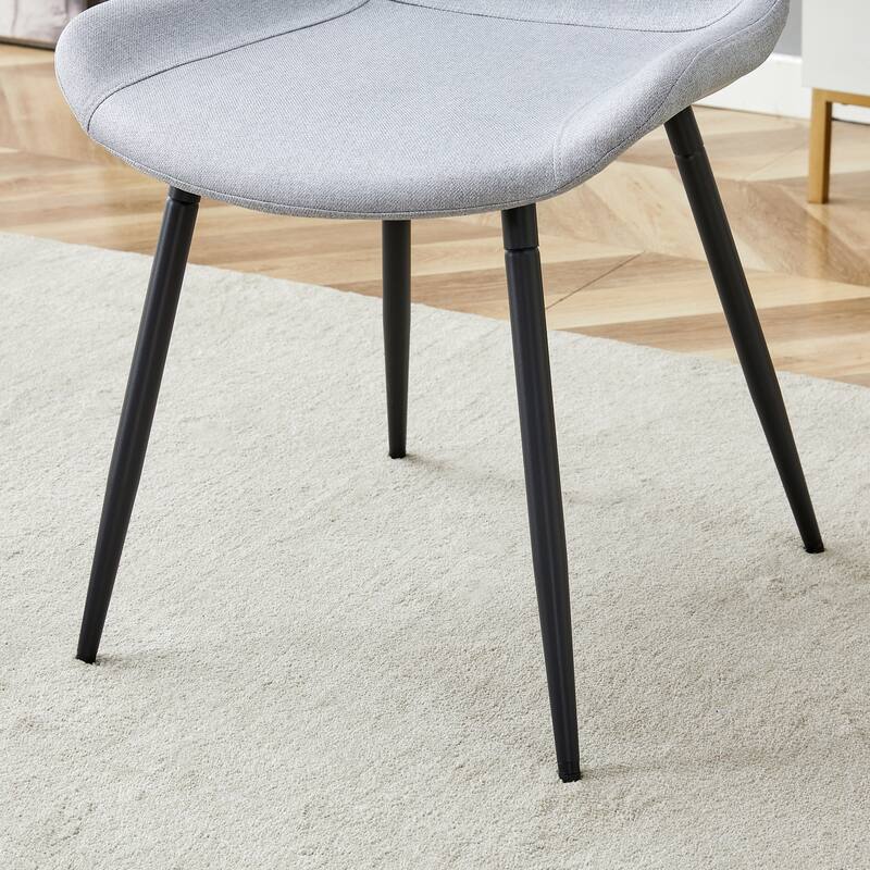 Modern Kitchen Chairs Set of 4 Linen Dining Chair with Metal Legs Wider Seats Quick Assembly Cafe Chairs