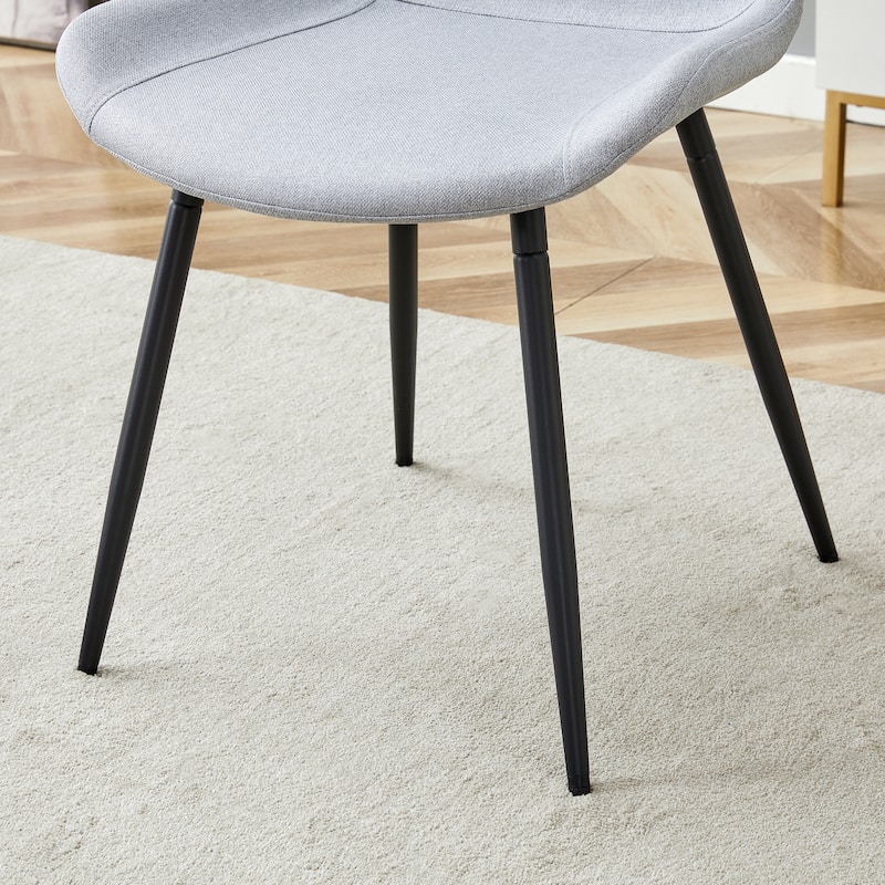 Roomfitters Linen Cotton Dining Chairs with Widened Curved Seat, Integrated Back, Set of 4 for Dining Room