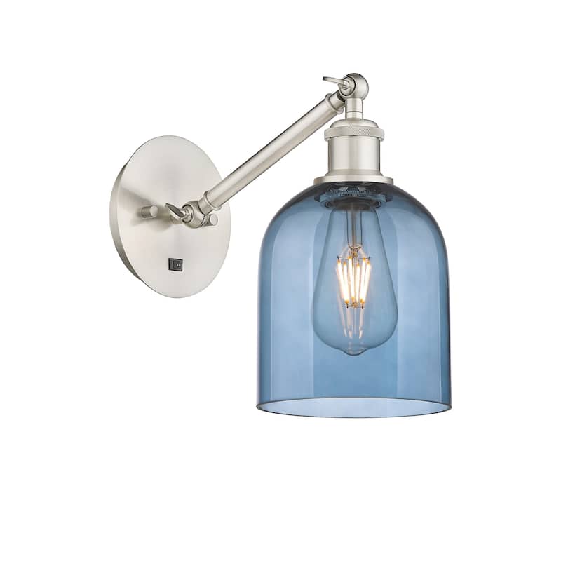 Innovations Lighting 317-1W-10-6 Bella Sconce Bella 10" Tall Wall - Brushed Satin Nickel / Princess Blue