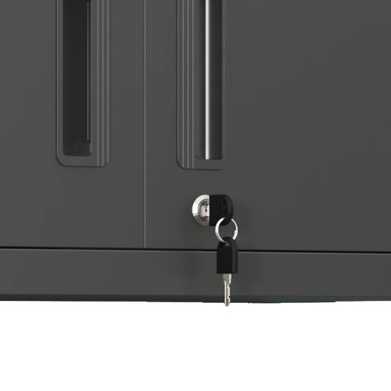 Dark Grey Alloy Steel Wall Cabinet Storage with Locking Door and Adjustable Shelf for Garage - 31.50”L x 11.81”W x 30.31”H