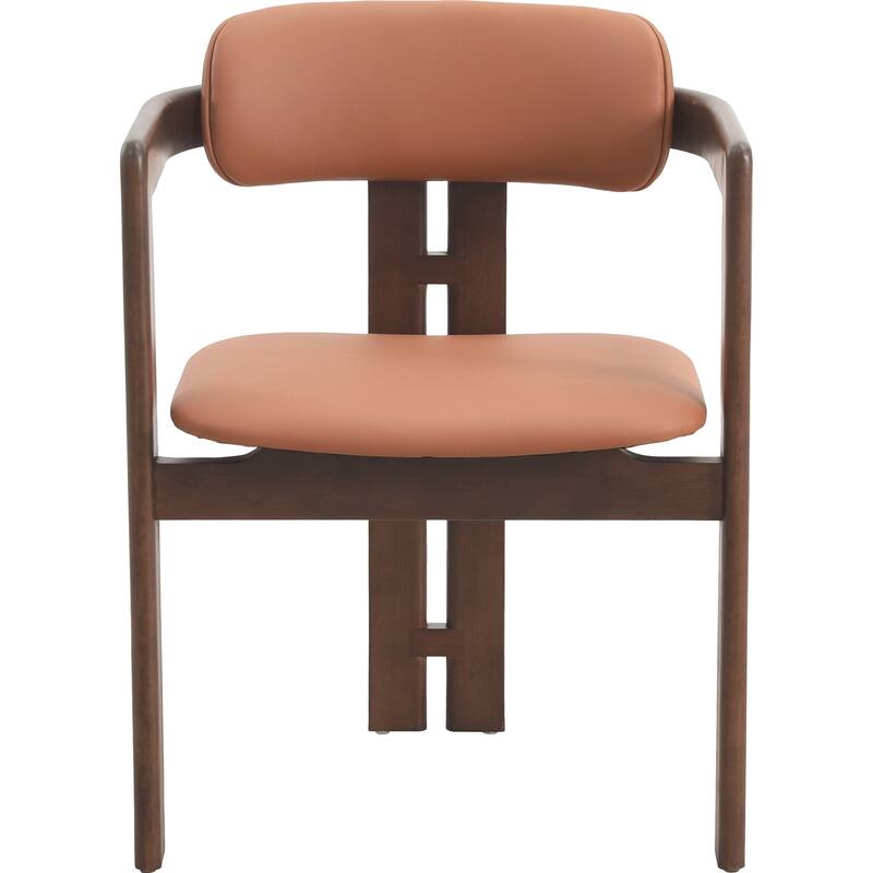 Dining Chairs Upholstered Leather Seats in Rubberwood Set of 4 Arm Chairs Open Back Design