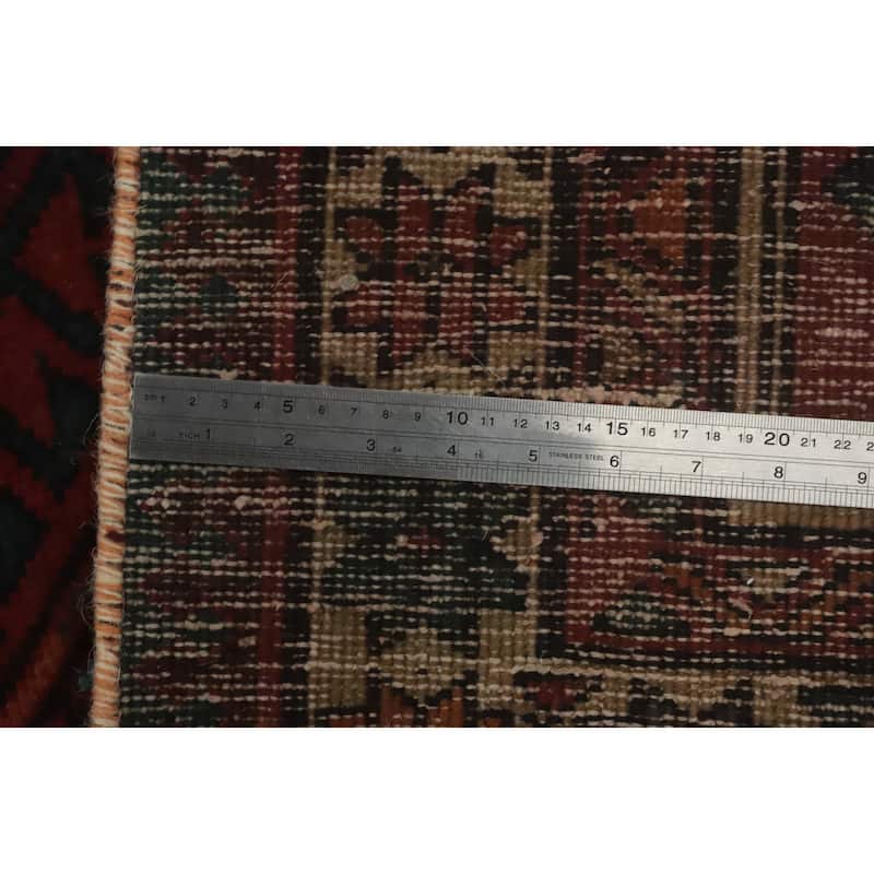 Hand Knotted Oriental 100% Wool Carpet Traditional Tribal Navy Blue & Blues Ardebil Runner Rug - 13' 11'' X 3' 6''