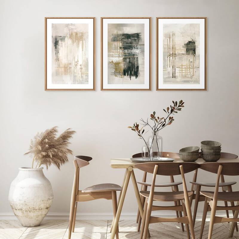 Neutral Beige Shape Wall Decor, Black and White Block Wall Painting