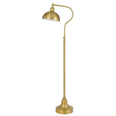 60 Inch Metal Curved Floor Lamp, Adjustable Dome Shade, Brass - 22 L X 10 W X 60 H Inches