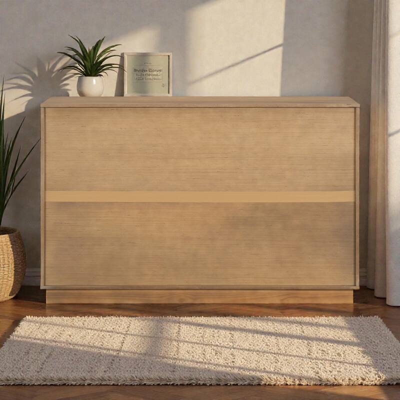 55'' Storage Cabinet with 7 Drawers and 2 Doors, Modern Sideboard with Adjustable Shelves for Living Room