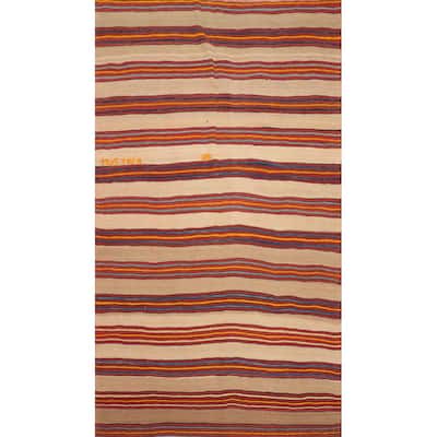 Hand Woven Oriental 100% Wool Carpet Southwestern Geometric Multi-Colored Kilim Area Rug - 8' 1'' X 4' 10''