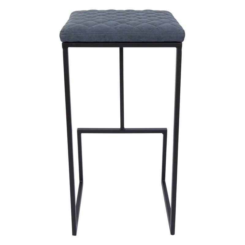 Quincy Leather Counter Barstool – Upholstered Square Seat with Quilted Back, Footrest, and Metal Legs for Kitchen or Dining Area