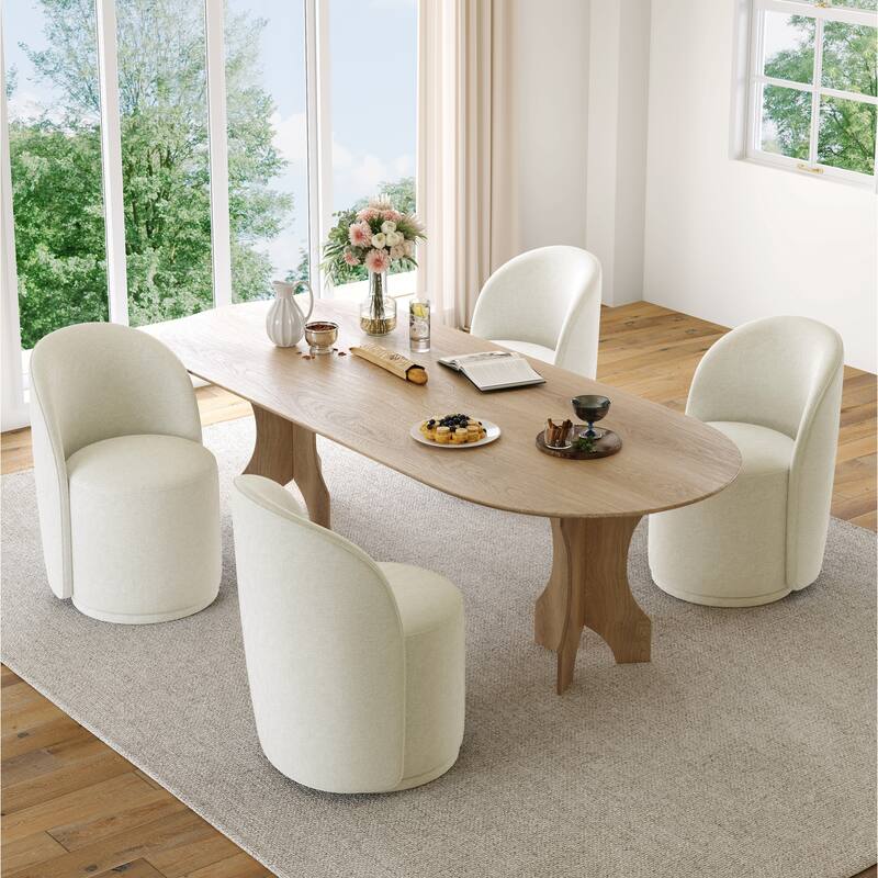 Upholstered Swivel Dining Chair Armless Barrel Chair
