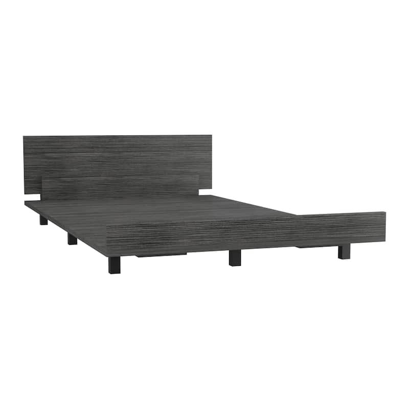 Smokey Oak Twin Bed Base with Headboard, Modern Classic Design, Easy Assembly