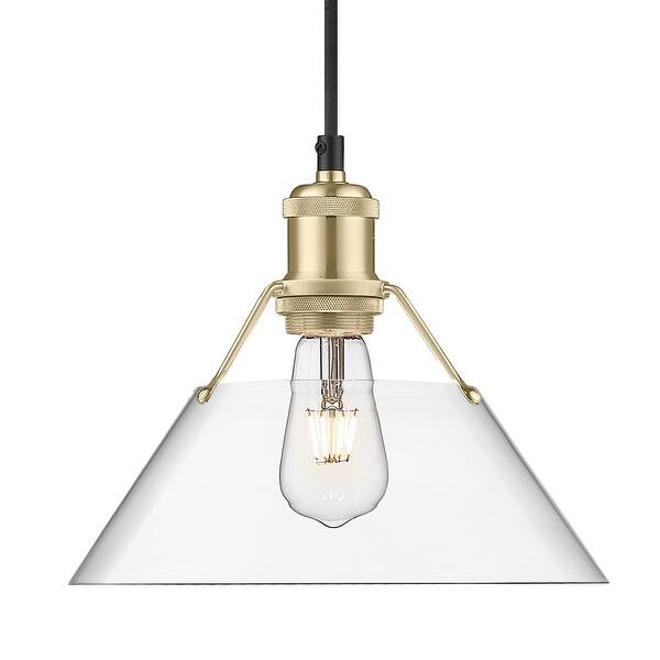 slide 2 of 2, Yep by Golden Lighting Orwell 1-light 10in Pendant in Brushed Champagne Brass and Clear Glass - Gold