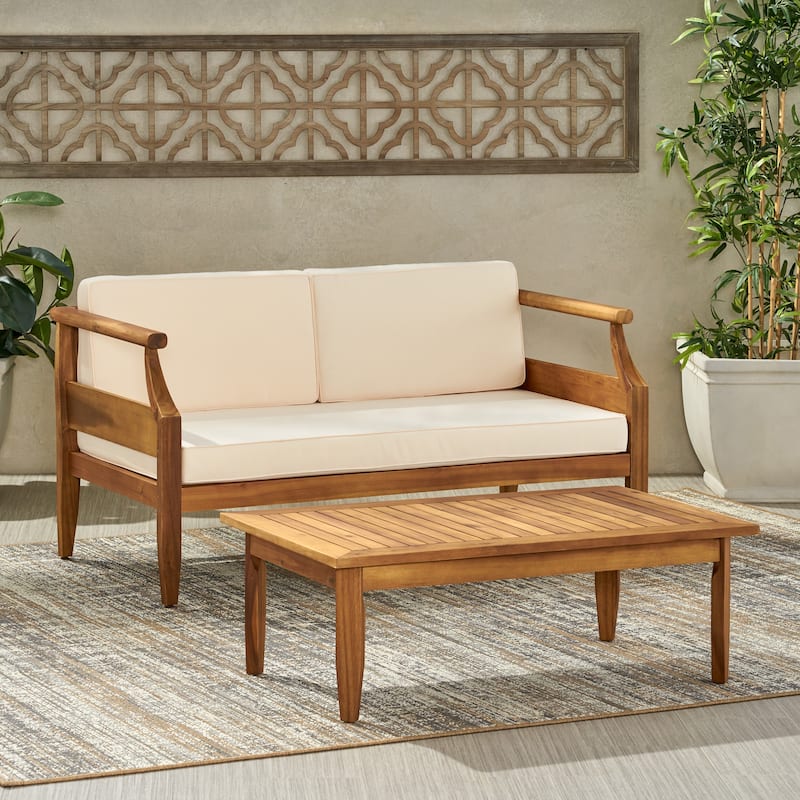Aston Acacia Wood Outdoor Loveseat Set by Christopher Knight Home