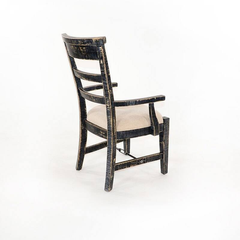Rena Dining Armchair Set of 2, Metal Turnbuckle, Black Mahogany Wood