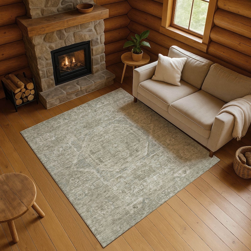 Premium Washable Super Soft Vintage Traditional Mayfield Rug - Gray - 5' x 7'6"