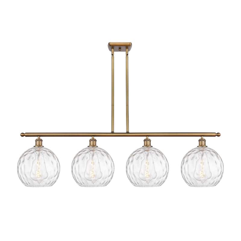 Innovations Lighting Athens Water Glass - 4 Light 48" Island Light - Clear Water Glass/Brushed Brass