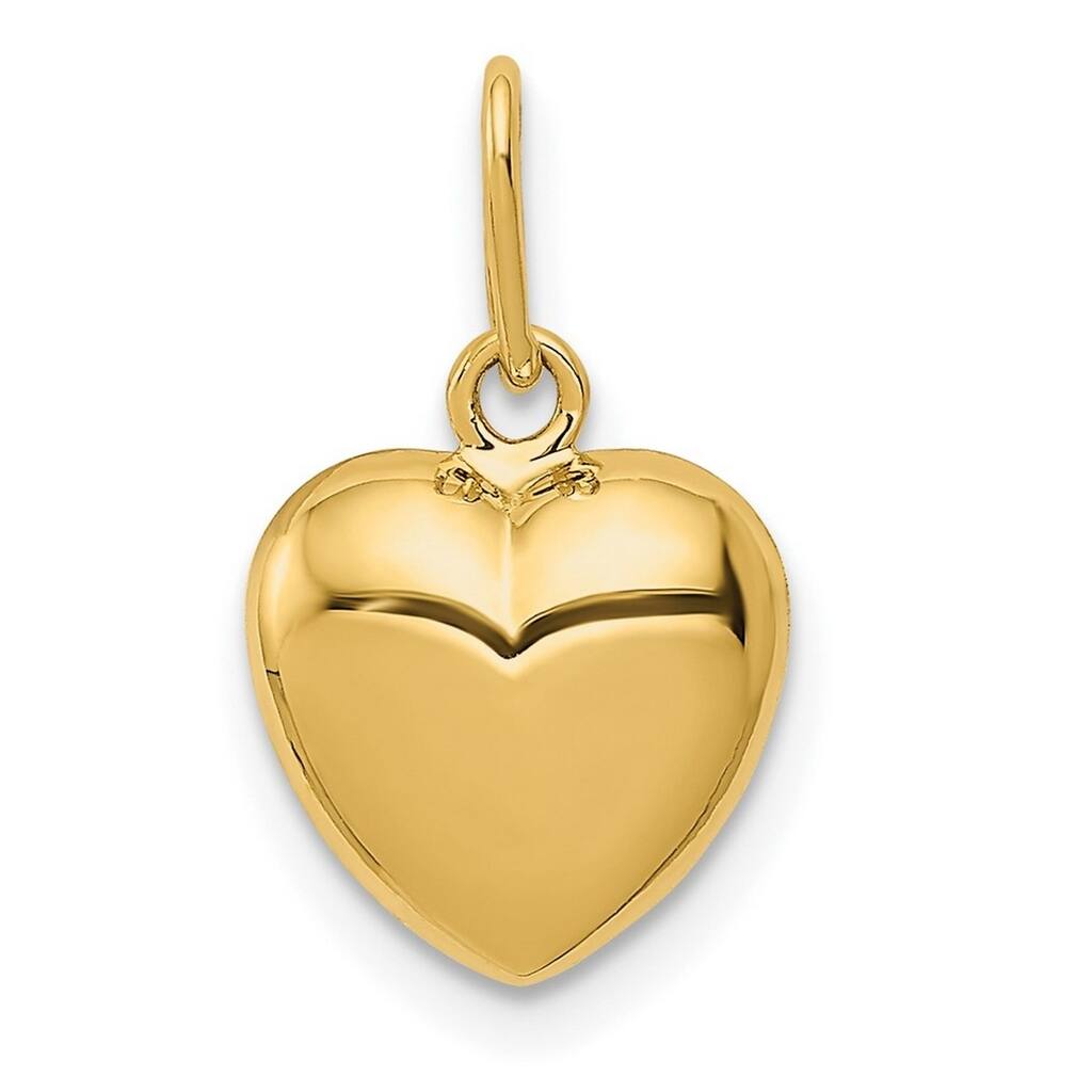 Curata 14k Yellow Gold 18" 10mm Polished Puffed Heart Pendant Necklace Necklace