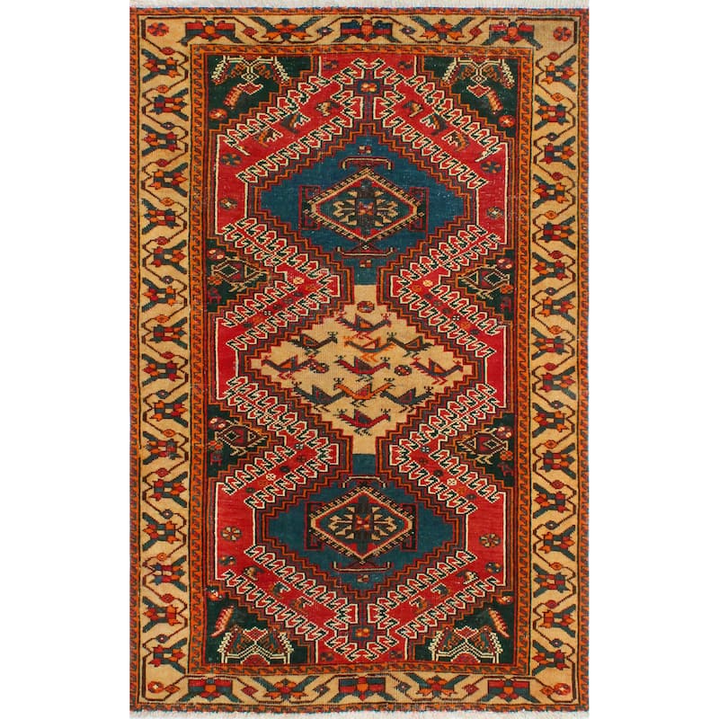 Fine Vintage Distressed Clarance Navy/Beige Rug - 4'4" x 6'7"