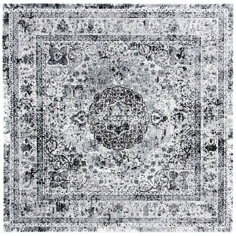 SAFAVIEH Lilypond Karin Traditional Vintage Rug - 6'7" Square - Grey/Dark Grey