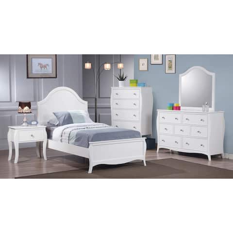 Chloe White 4-piece Bedroom Set with 2 Nightstands and Chest