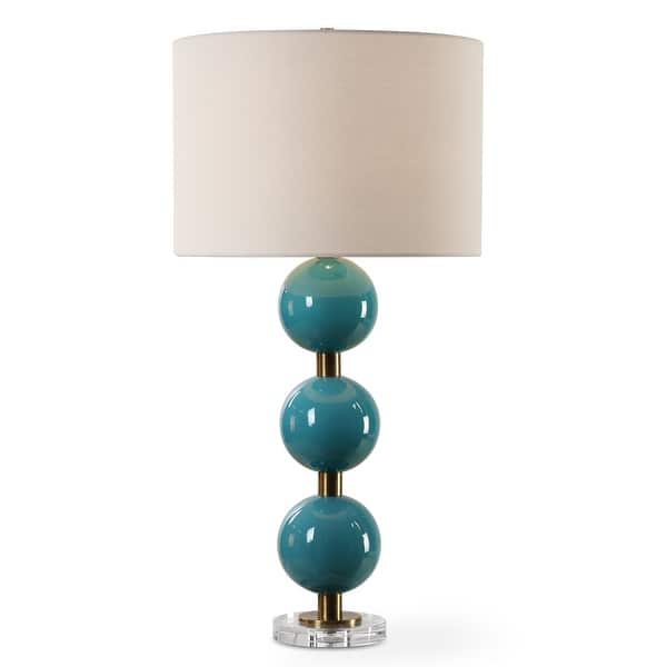 slide 2 of 8, Uttermost Palawan Blue Glaze Table Lamp - 31.25" H X 17" W X 17" D