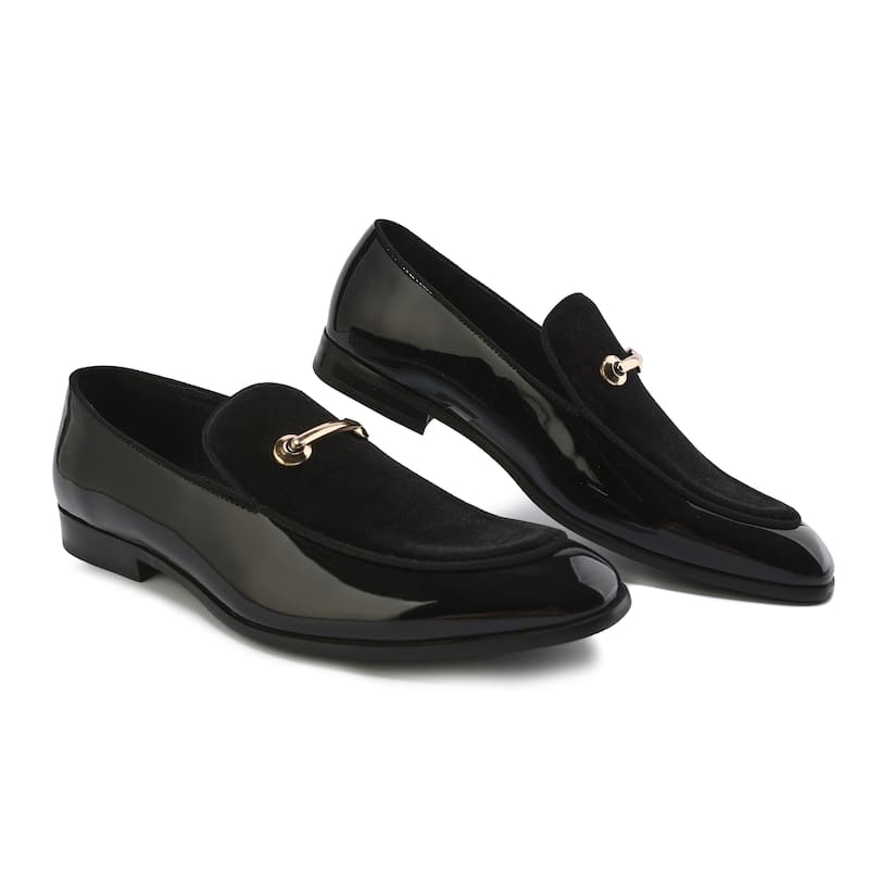 Gino Vitale Velvet & Patent Leather Slip On Dress Loafer