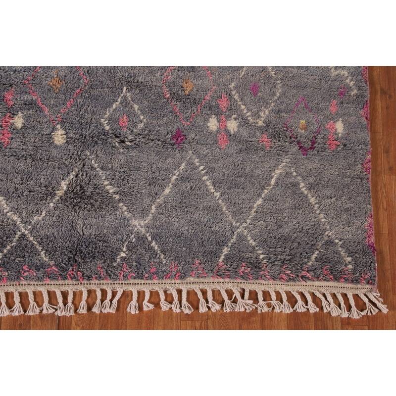 Plush Moroccan Area Rug Handmade Wool Carpet - 6'2" x 9'11"