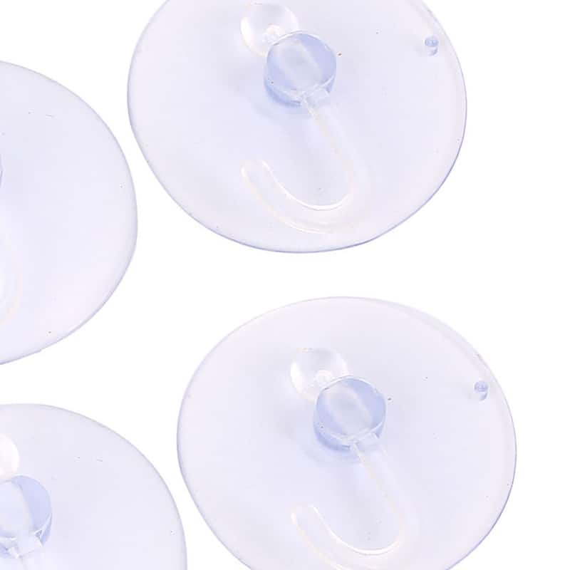 4pcs Home Bathroom Kitchen Window Glass Wall Suction Cup Hook Hanger - Clear Blue - 2" x 0.6"(D*H)