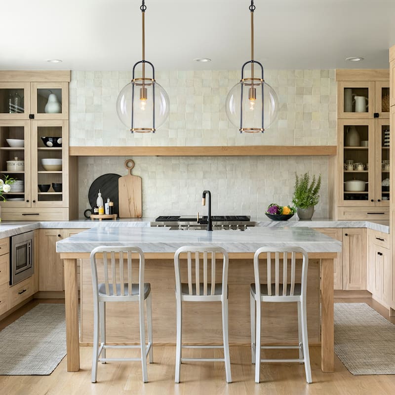 Industrial 1-Light Brass Lantern Glass Pendant Light