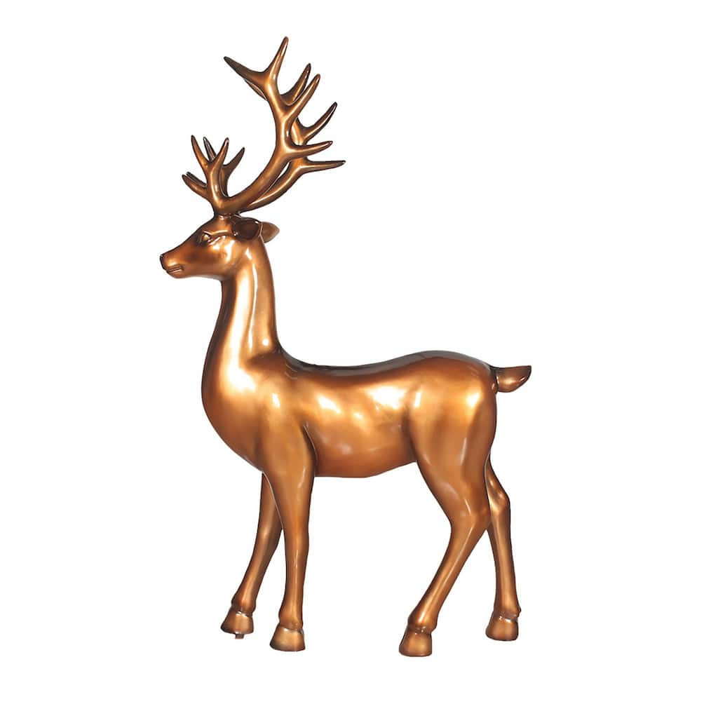 Commercial Fiberglass Standing Reindeer Outdoor Decoration - 70" - Copper Finish - Bronze