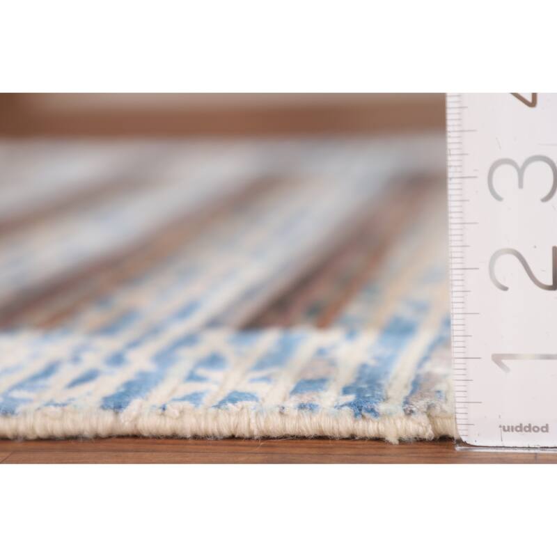 Striped / Abstract Accent Rug Hand-Knotted Wool Carpet - 2'8"x 4'9"