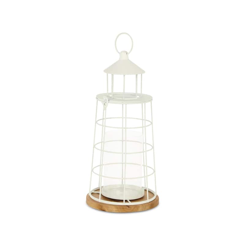 Caler White Metal Large Lighthouse Styled Lantern