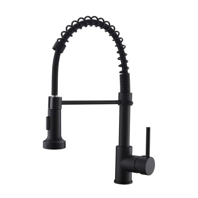 Pull Down Spray Swivel Kitchen Faucet w/ 1 Handle 2 Function-Black