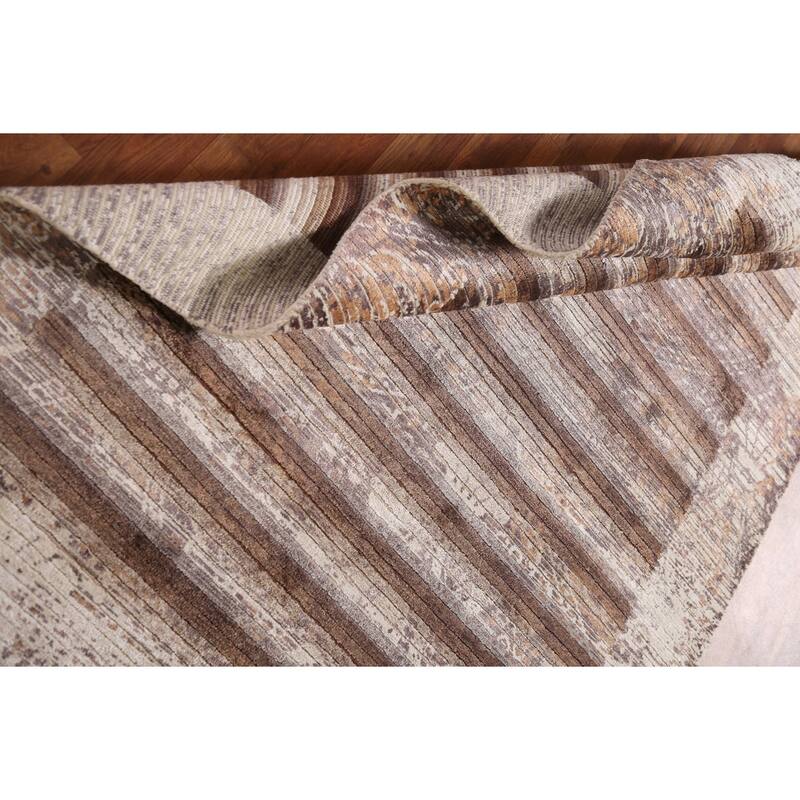 Modern Striped Abstract Accent Rug Wool Carpet - 4'0"x 6'0"