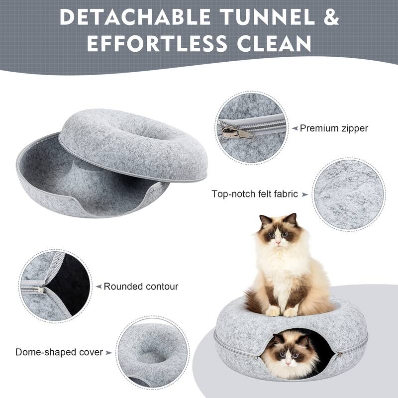 Adeco Cat Tunnel Bed with Ventilated Window for Indoor Cats