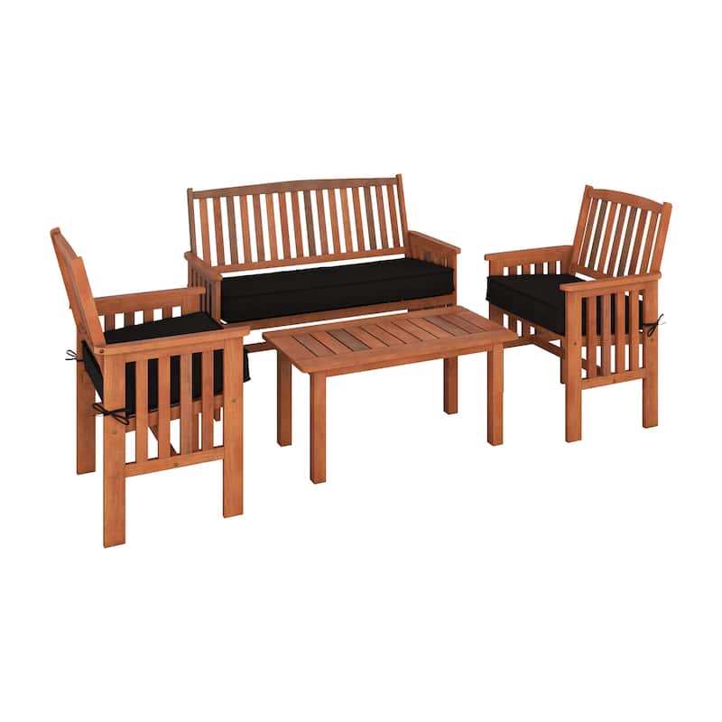 CorLiving Miramar Natural Hardwood Outdoor Patio Set, 4pc