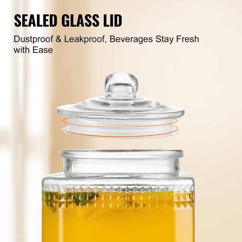 Beverage Dispenser with Spigot and Lid, Iced Tea Lemonade Juice Water Dispenser