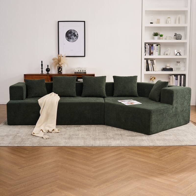 Memory Foam Couch, No Installation & Easy to Transport, Deep Seat Modern Sofa with Chenille Fabric