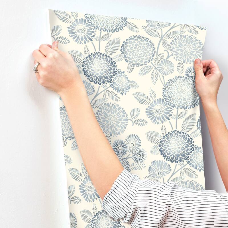 Chesapeake Zalipie Blue Floral Trail Wallpaper