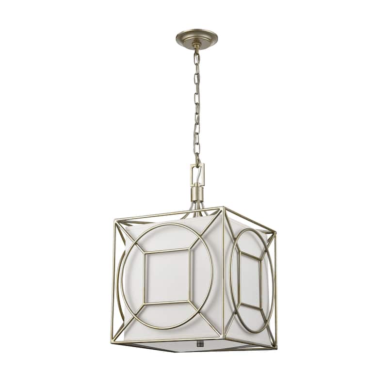 Elk Home Shaftsbury Square Silver With White Shade 3 Light Pendant