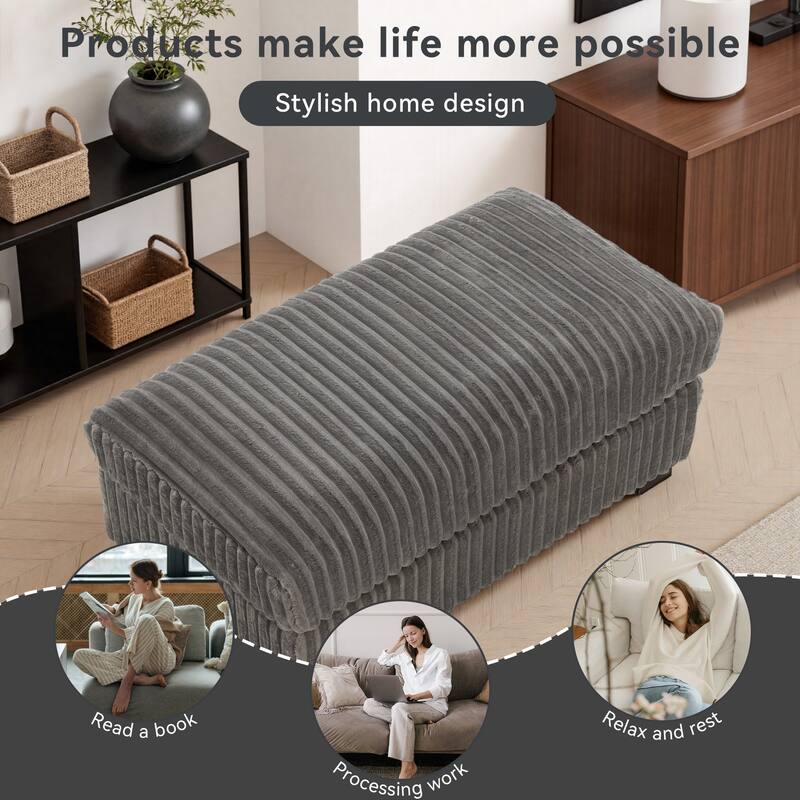 40"W Cotton Flannel Modular Sectional Ottoman