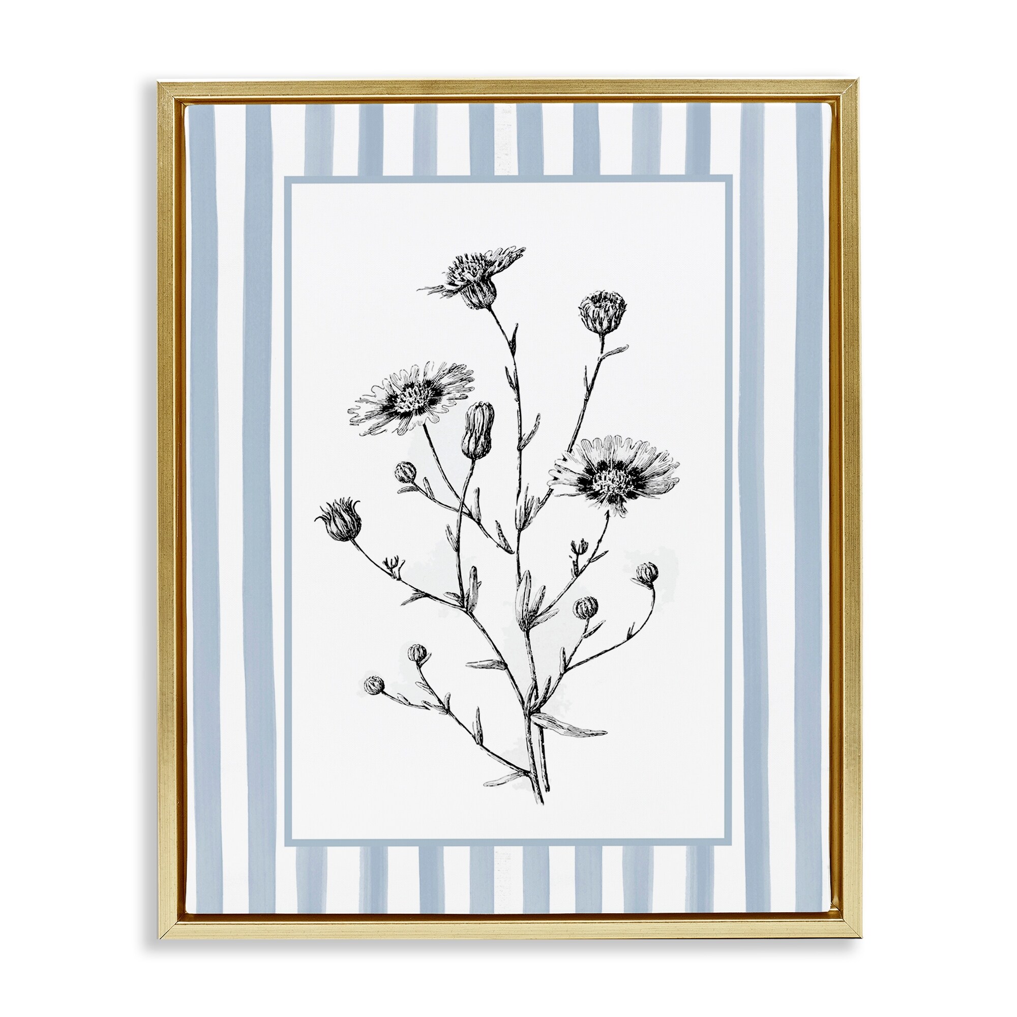 Stupell Herbs in Striped Border Framed Floater Canvas Wall Art Design By Lettered and Lined